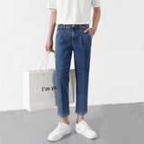 men in black costume Straight Loose Jeans Men's Autumn Korean Style Fashionable Cropped Pants Casual Cropped Pants