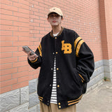 men in black costume American Retro Jacket Men's Korean-Style Fashionable Loose Casual Baseball Uniform Ins Hong Kong Style Street Letter Jacket