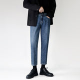 men in black costume Straight Loose Jeans Men's Autumn Korean Style Fashionable Cropped Pants Casual Cropped Pants