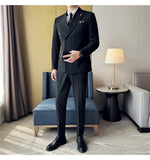 suit Special Offer Manufacturer Men's Double Breasted Suit Suit Men's Business Suit Three-Piece Suit plus Size