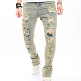 streetwear men outfits Men's Jeans Nostalgic Trendy Worn Slim Fit Slightly Stretch Men's Pants Trendy