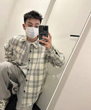 TRYESS-MEN'S AUTUMN WINTER CASUAL OUTFITS TRY. 9005 WHITE PLAID SHIRT JK