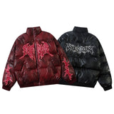 winter outfits men 8250 American Retro 2024 Autumn and Winter Trendy PU Leather Bread Coat Leather Embroidered Thickened Men's Warm Cotton-Padded Coat