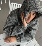 Tryess-TRY No. 7020 TWEED PULLOVER HOODIE