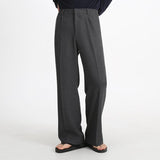 Tryess-TRY No. 2526 DRAPES STRAIGHT WIDE PANTS