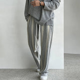 Tryess-TRY No. 10201 DRAWSTRING STRIPED STRAIGHT PANTS