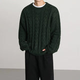 Tryess-TRY No. 10183 DARK GREEN TWIST KNITTED SWEATER