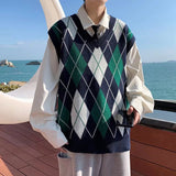 masc outfits Japanese Knitted Vest Men's Korean-Style Couple Trendy Sweater Waistcoat Sleeveless Ins Outer Wear Vest Spring and Autumn