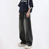 TRYESS- TRY11756 RECONSTRUCTED BLACK WIDE STRAIGHT DENIM JEANS