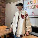 men in black costume American Retro Jacket Men's Korean-Style Fashionable Loose Casual Baseball Uniform Ins Hong Kong Style Street Letter Jacket