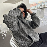 Tryess-TRY No. 7020 TWEED PULLOVER HOODIE