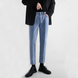 men in black costume Straight Loose Jeans Men's Autumn Korean Style Fashionable Cropped Pants Casual Cropped Pants