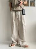 Tryesstore-Streetwear Men Outfits Tomboy Fits - TRY10971 LINEN FOLDED PLEATED CASUAL PANTS