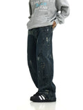 TRYESS- TRY11402 DISTRESSED PAINT STRAIGHT DENIM JEANS