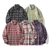 masc outfits Fall High Quality 2024 New Men's Classic Plaid Shirt Loose Lapel Japanese Retro Versatile Casual Lining