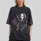 t shirt Washed Retro Retro Retro Halloween Scary American Dark Loose Top Scary Mask Short Sleeve T-shirt