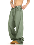 Tryess-TRY No. 11193 WASHED GREEN WIDE STRAIGHT JEANS