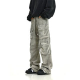 TRYESS- TRY11404 WASHED GRAY MULTI POCKET STRAIGHT JEANS