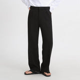 Tryess-TRY No. 2526 DRAPES STRAIGHT WIDE PANTS