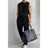 Tryess-TRY No. 9524 PLEATED SLEEVELESS SHITryess-TRY & WIDE DRAWSTRING PANTS