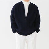 Tryess-TRY No. 4454 KNITTED ROUND-NECK CARDIGAN SWEATER