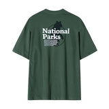 Tryess-TRY No. 9078 ARMY GREEN LETTERED HALF SLEEVE TEE