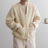 Tryess-TRY No. 4454 KNITTED ROUND-NECK CARDIGAN SWEATER