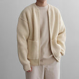 Tryess-TRY No. 4454 KNITTED ROUND-NECK CARDIGAN SWEATER