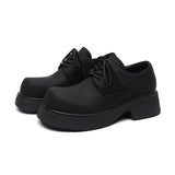 Tryess- Okcheon Matt Black Chunky Lace Up Shoes