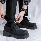 Tryess- Okcheon Matt Black Chunky Lace Up Shoes