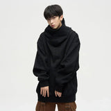 Tryess- Oversize Fleece Hooded Ninja Sweatshirt