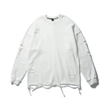 Tryess- Oversized Cut Holes Round Neck Bottoming Shirt