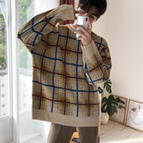 Tryess- Oversized Plaid Sweater