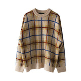 Tryess- Oversized Plaid Sweater