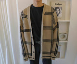 Tryess- Oversized Plaid Cardigan