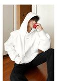 Tryess- Padded Shoulder Hooded Sweatshirt