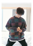 Tryess- Plaid Contrast Color Check Sweater