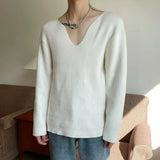 Tryess- Pleated Bottoming V-neck Sweater