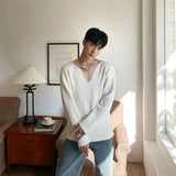 Tryess- Pleated Bottoming V-neck Sweater