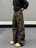 Tryess- Pockets Camo Print Flared Pants