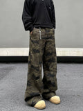 Tryess- Pockets Camo Print Flared Pants