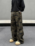 Tryess- Pockets Camo Print Flared Pants