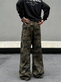 Tryess- Pockets Camo Print Flared Pants