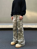 Tryess- Retro Embroidery Camouflage Pants