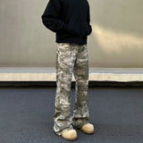 Tryess- Retro Embroidery Camouflage Pants