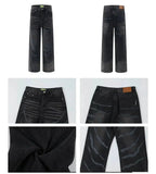 Tryess- Retro Ripple Straight-Leg Jeans