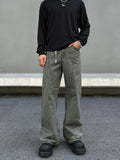 Tryess- Retro Washed Wide-Leg Cargo Jeans