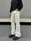 Tryess- Ripped Slim Flared Wide-Leg Denim Pants