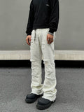 Tryess- Ripped Slim Flared Wide-Leg Denim Pants