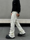 Tryess- Ripped Slim Flared Wide-Leg Denim Pants